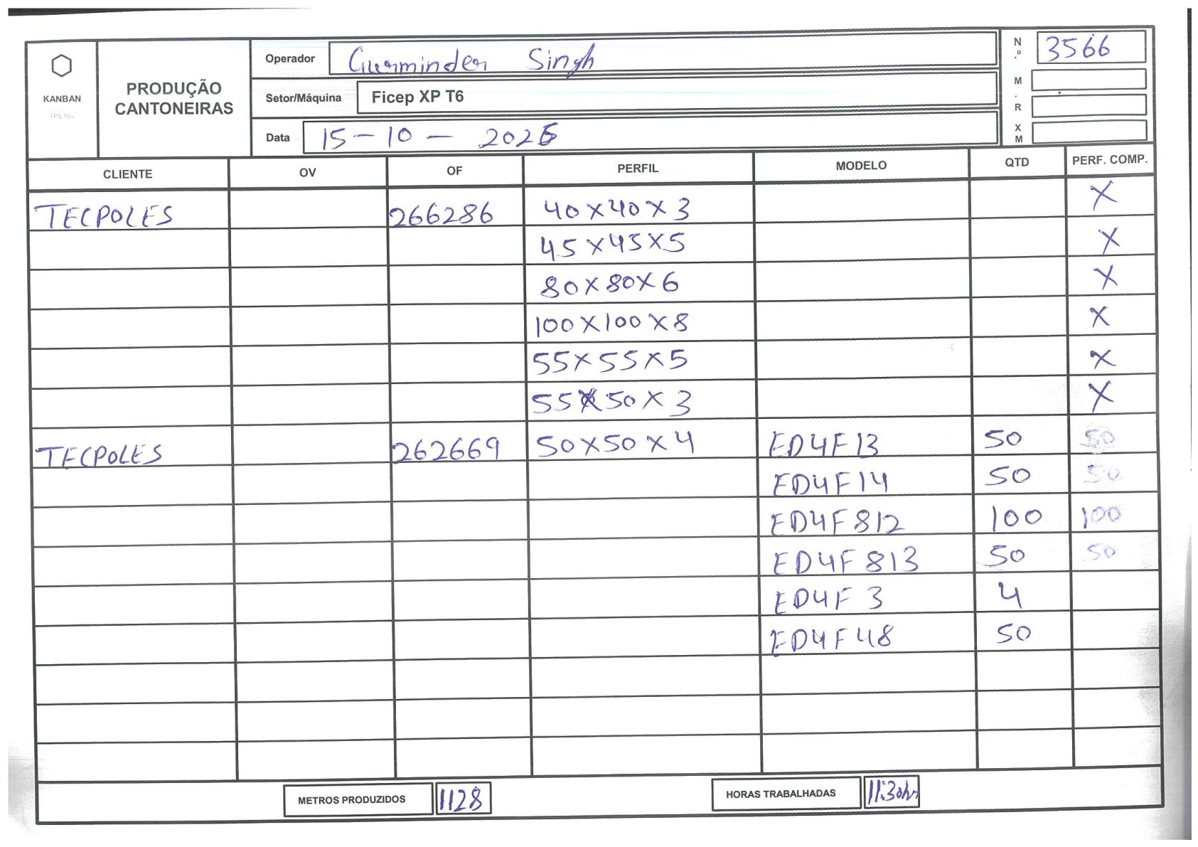 Foto da folha kanban